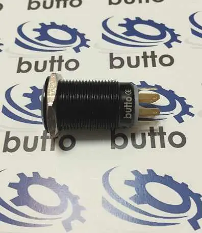 16 mm Işıklı Yaylı Siyah Metal Buton IP67 1