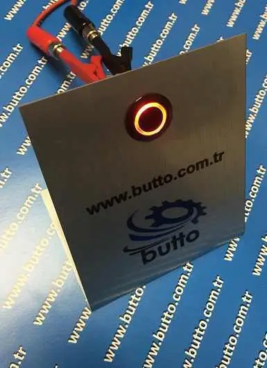 16 mm Işıklı Yaylı Siyah Metal Buton IP67 2