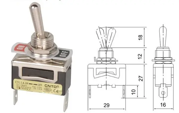 Cntd C511AOn-Off 2P Toggle Switch 3