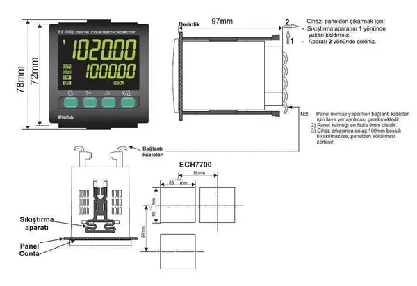ECH7700-RS 24VAC İleri-Geri Sayıcı 2