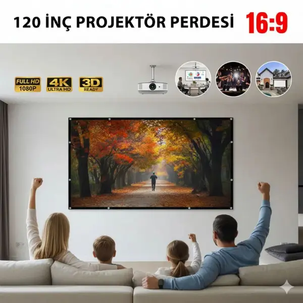120 inc Projektör Perdesi 1