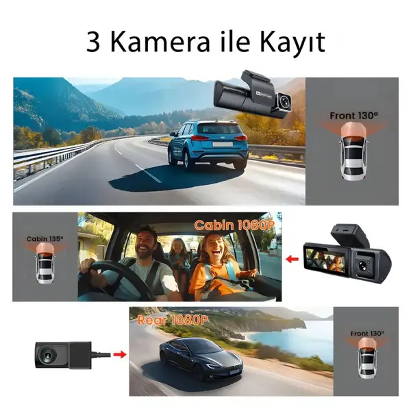 idragon F9 Full HD 4K Ekranlı Ön Arka ve Araç içi Araç Kamerası 2