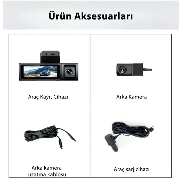 idragon F9 Full HD 4K Ekranlı Ön Arka ve Araç içi Araç Kamerası 4