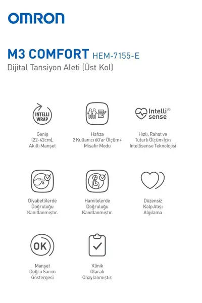 Omron M3 Comfort Dijital Tansiyon Ölçüm Aleti (Üst Kol) 3