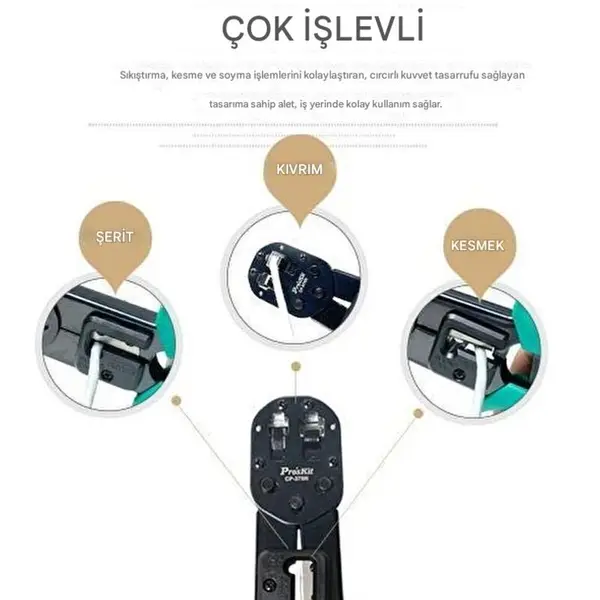 Proskit CP-376N Profesyonel EZ-RJ45 Konnektör Sıkma Pensesi 3