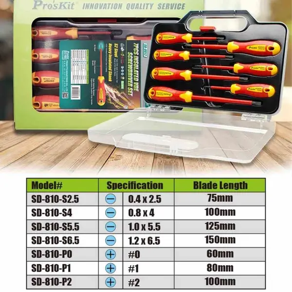 Proskit SD-8012 7 Parça VDE Yalıtımlı Tornavida Seti 2