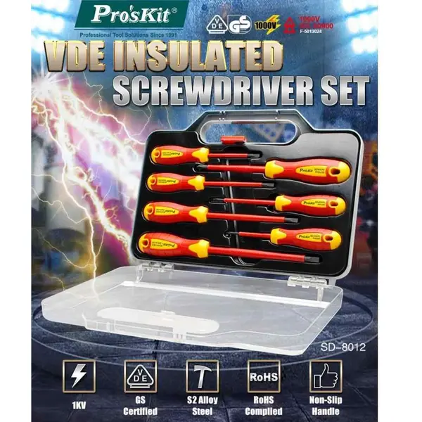Proskit SD-8012 7 Parça VDE Yalıtımlı Tornavida Seti 4