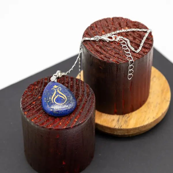 Lapis Lazuli Doğal Taş Logolu Kolye Damla M1 2