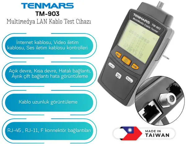 Tenmars TM-903 Multimedya LAN Kablo Test Cihazı 2
