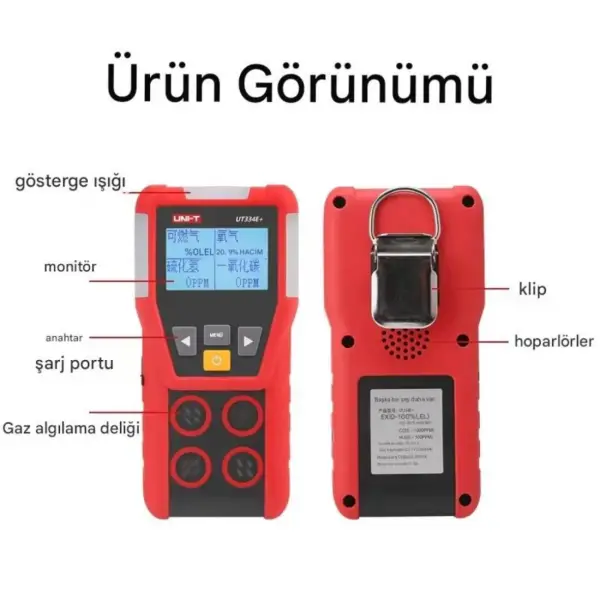 Uni-T UT334E+ Taşınabilir 4'ü 1 Arada Gaz Dedektörü 4