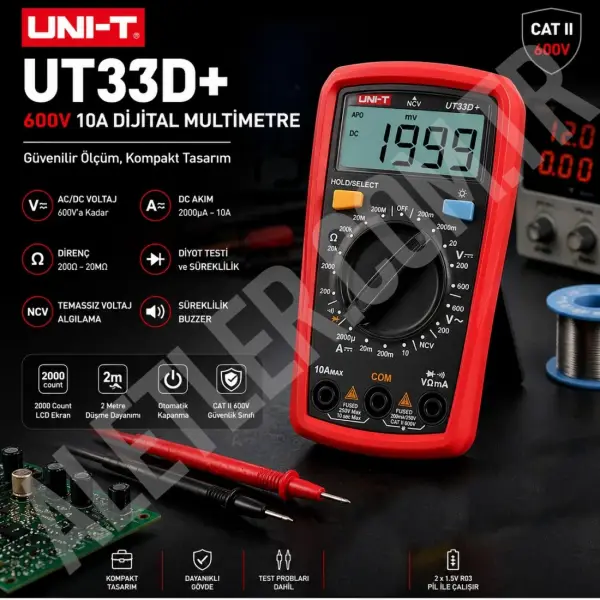 Unit UT 33D+ 600v 10A Dijital Multimetre 1