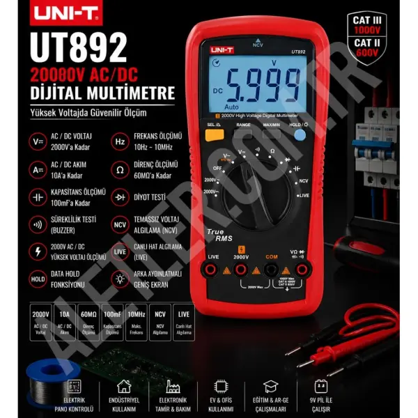 Unit UT892 2000V AC/DC Dijital Multimetre 2